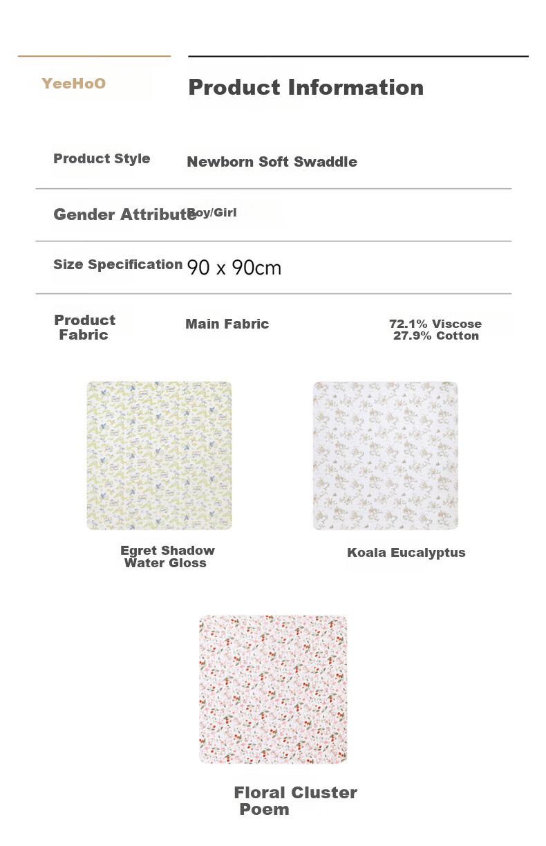 YEEHOO Baby Swaddle Sleeping Bag Double-Layer Soft Antibacterial Large Newborn Blanket Koala 90*90CM 23