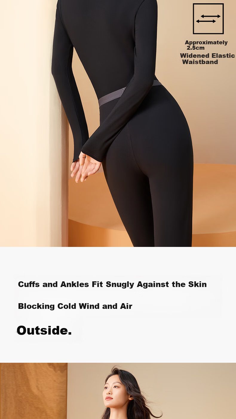Youkeshu Women's Autumn Cotton Solid Color Set Pure Cotton Crew Neck Hyaluronic Acid Moisturizing Warm Underwear 10