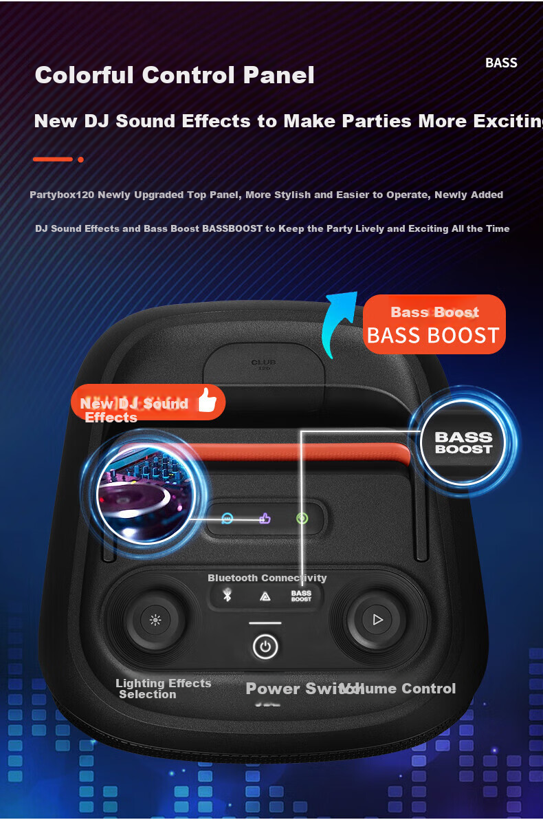 JBL PartyBox 120 Bluetooth Outdoor Speaker Portable Wireless Subwoofer Smart Computer Speaker Karaoke PA System 2