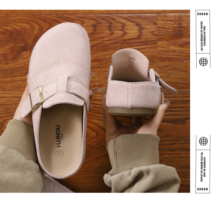HUANQIU Women's Thick Sole Birkenstock Style Slip-On Lazy Shoes 2026 New Spring Summer Half Toe Mules with Skirt Single Shoes 6