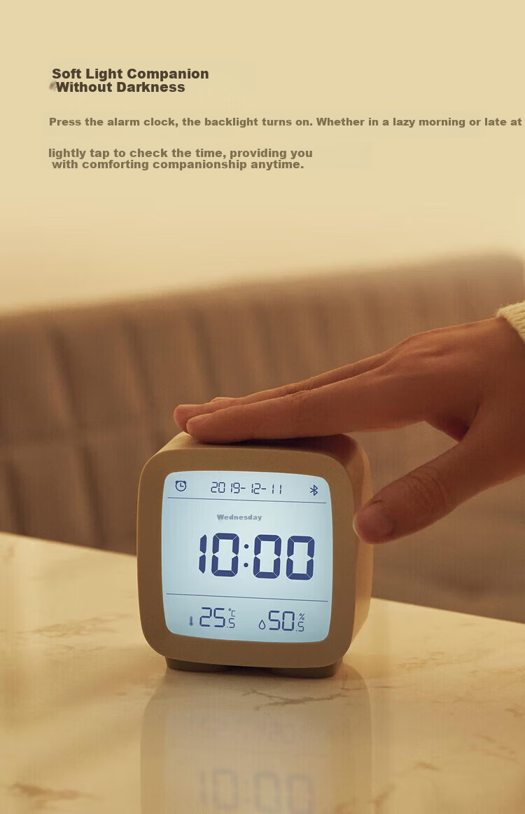 Qingping Bluetooth Smart Alarm Clock Temperature and Humidity Monitor Clock Alarm Clock JD Self-operated Student Alarm Clock Smart Alarm Clock Beige Back to School Season 4