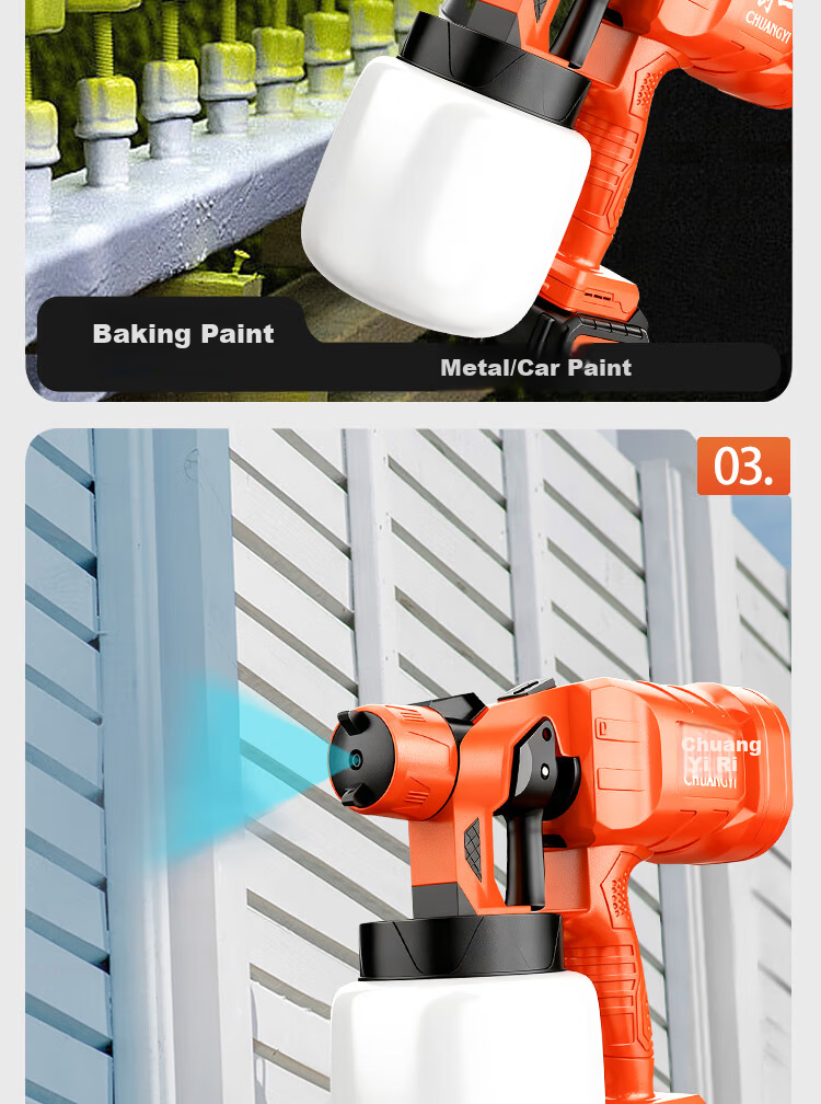 Chuangyi Electric Paint Sprayer Latex Paint Spray Gun Handheld High Atomization Door Coating Sprayer 7