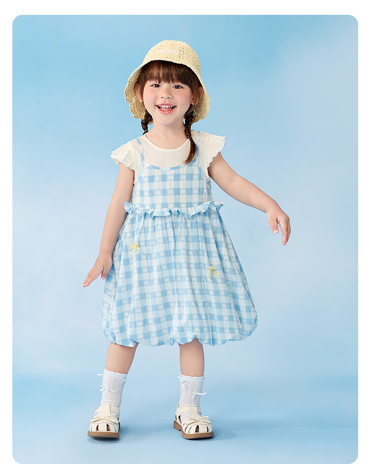 Balabala Kids Dress Baby Girl Dress 2026 Summer Fake Two-Piece Flower Bud Skirt Sweet and Cute 22