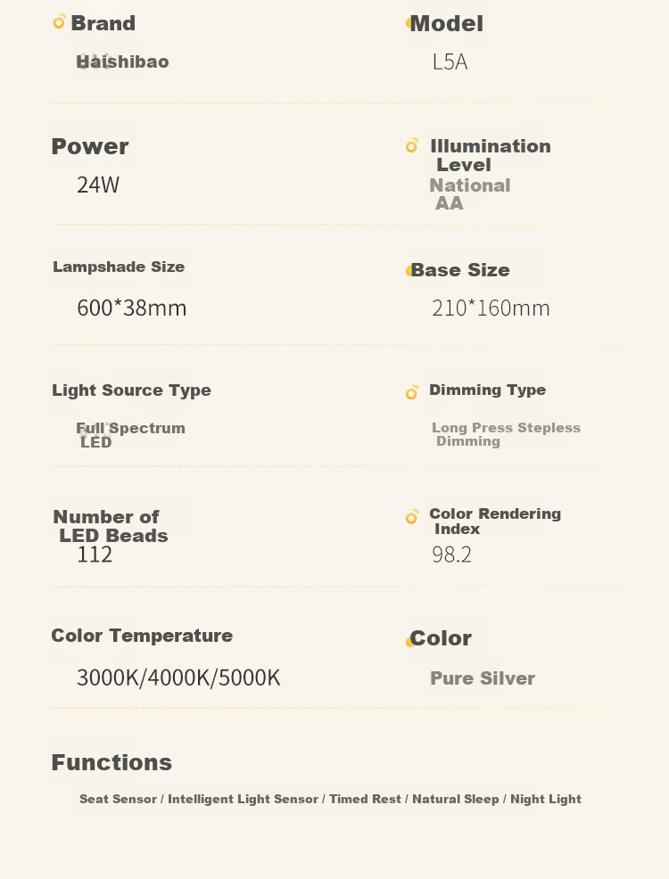 Haishibao National 5A Grade Eye Protection Study Desk Lamp Children's Student Blue Light Blocking Full Spectrum Dormitory Bedside Night Light L7A 34