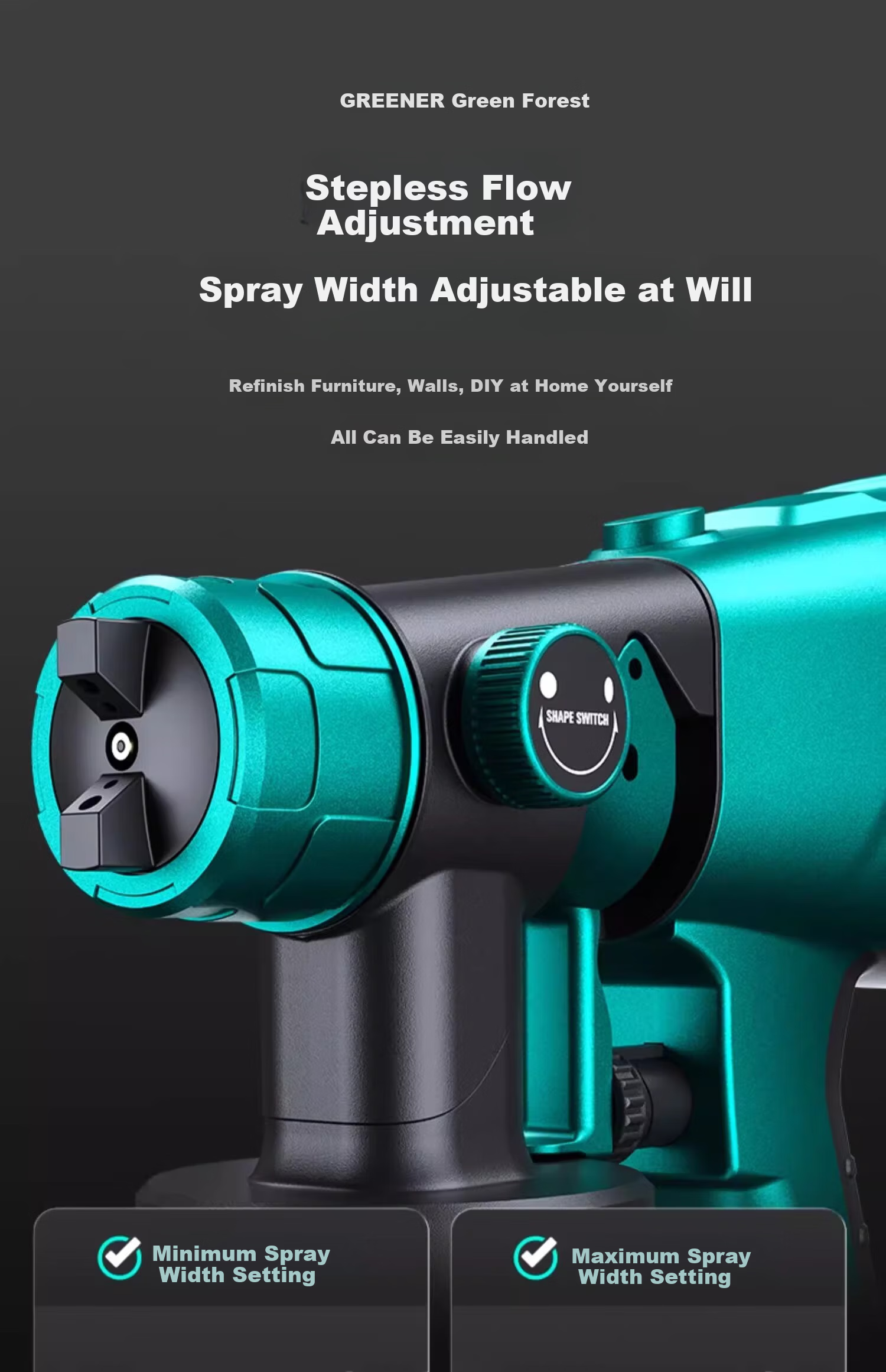 GREENER Electric Spray Gun Lithium Battery Spray Paint Machine Latex Paint Atomization Coating Sprayer [Two Batteries and One Charger] 15