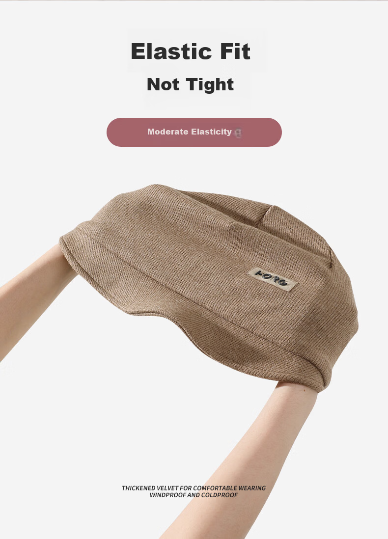 Yuzhaolin Women's Four-Season Windproof Warm Duckbill Headwrap Beanie Hat Beige 8