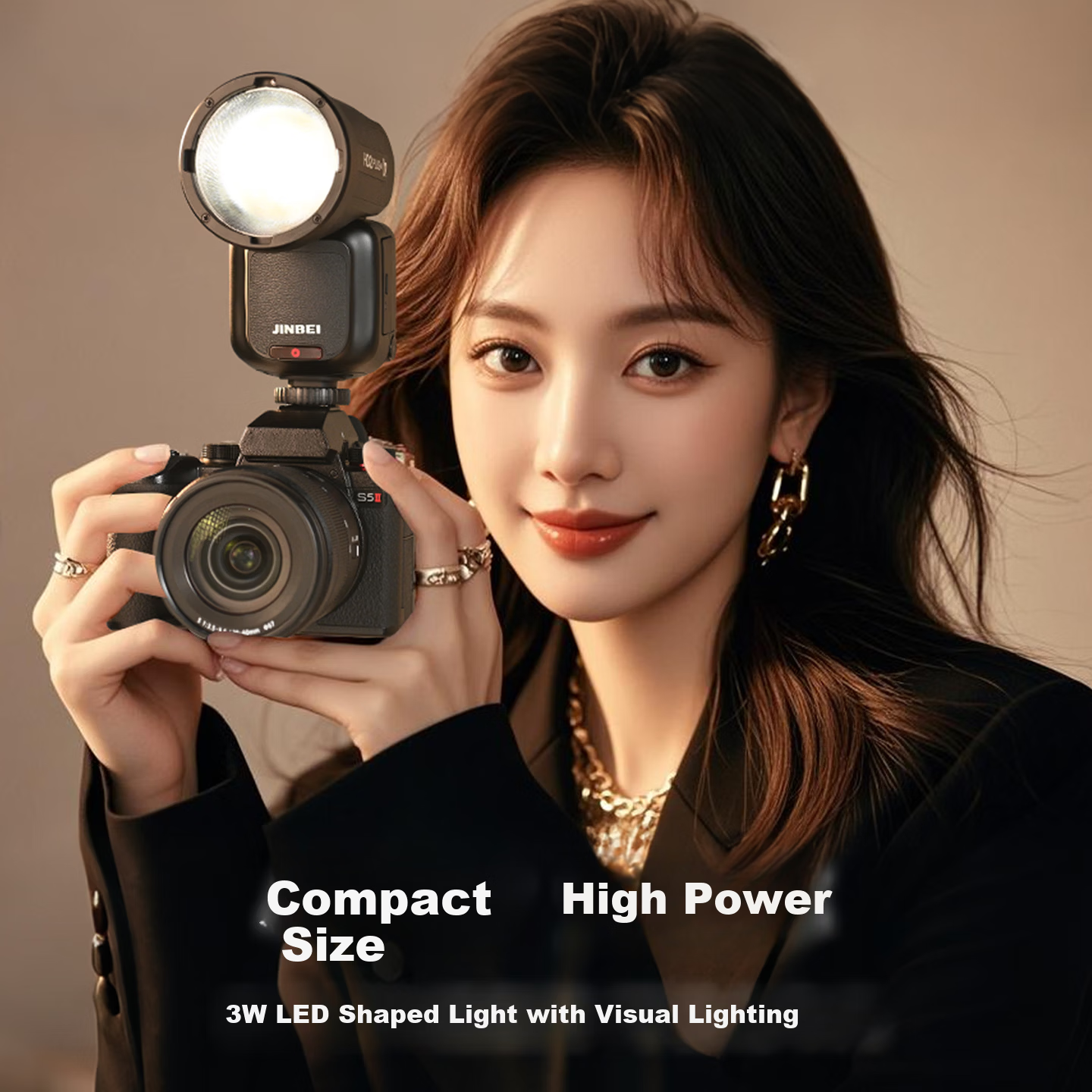 Jinbei HD-2PLUS Upgraded On-Camera Flash Touchscreen Round Head Ω Tube Photography Light Compatible with Canon Nikon Fuji Sony Cameras Composite Hot Shoe Off-Camera High-Speed TTL