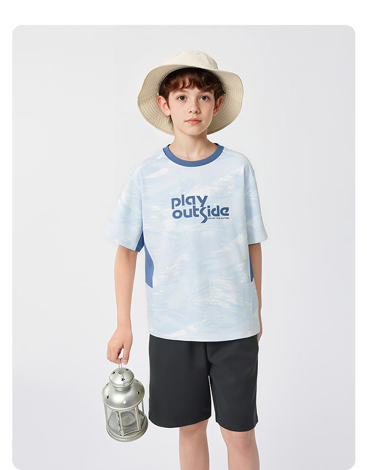 Balabala Boys Short Sleeve Set Children's Mid-to-Large Kids Two-Piece 2026 Spring Summer Quick-Dry Cooling Colorblock 24