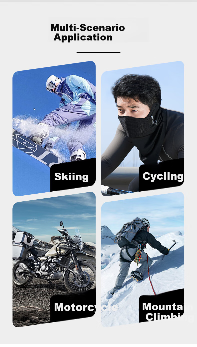 Captain Tas Cycling Face Mask Autumn Winter Warm Windproof Neck Gaiter Outdoor Motorcycle Electric Bike Face Cover Headscarf Black 11