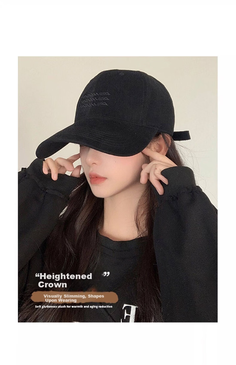HAOGUAN Women's Baseball Cap Spring Summer New Retro Washed Fleece Sun Protection Duckbill Hat Korean Style Versatile Large Head Circumference Trendy Cap 5