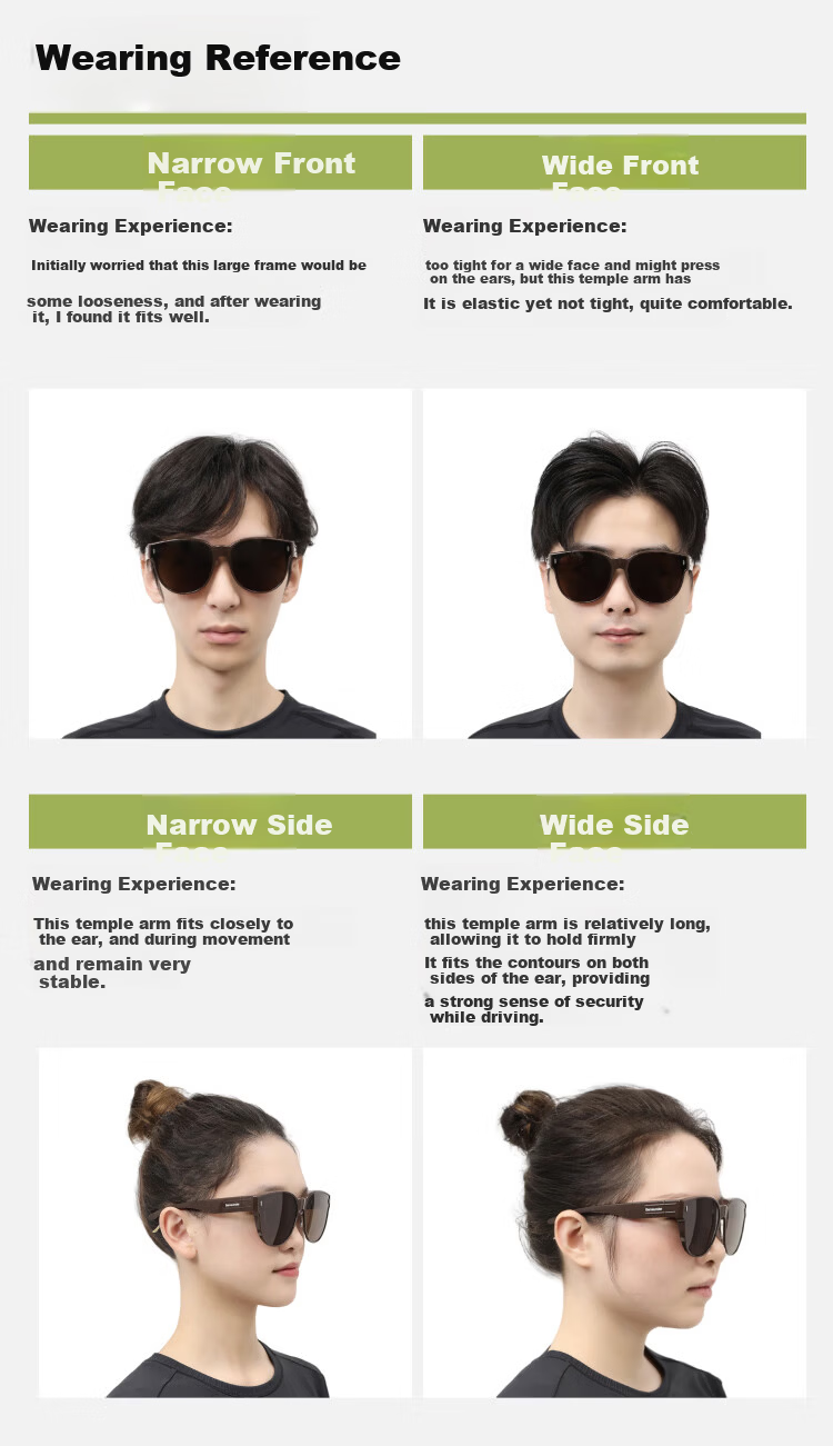 Beneunder Folding Polarized Sunglasses Case for Prescription Glasses, Large Square Round Frame, Unisex, Model FD011 24
