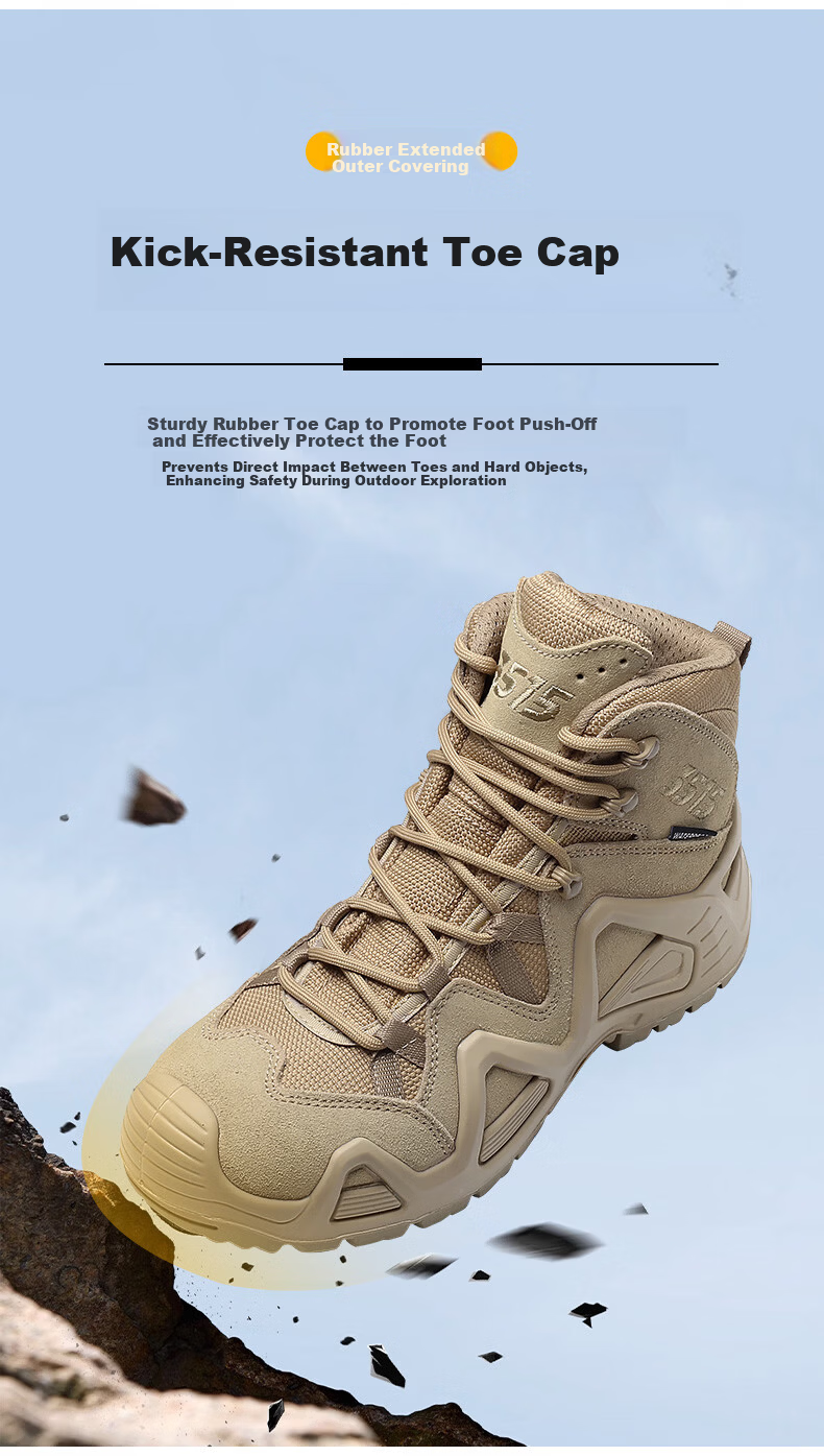 Qiangren Outdoor Men's Boots 3515 Waterproof Puncture-Resistant Windproof Hiking Mountaineering Training Boots JD6617 Apricot Color Size 39 4