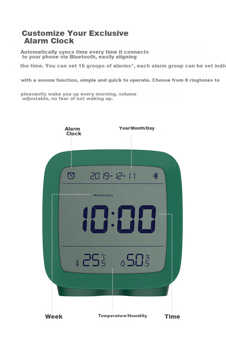 Qingping Bluetooth Smart Alarm Clock Temperature and Humidity Monitor Clock Alarm Clock JD Self-operated Student Alarm Clock Smart Alarm Clock Beige Back to School Season 2