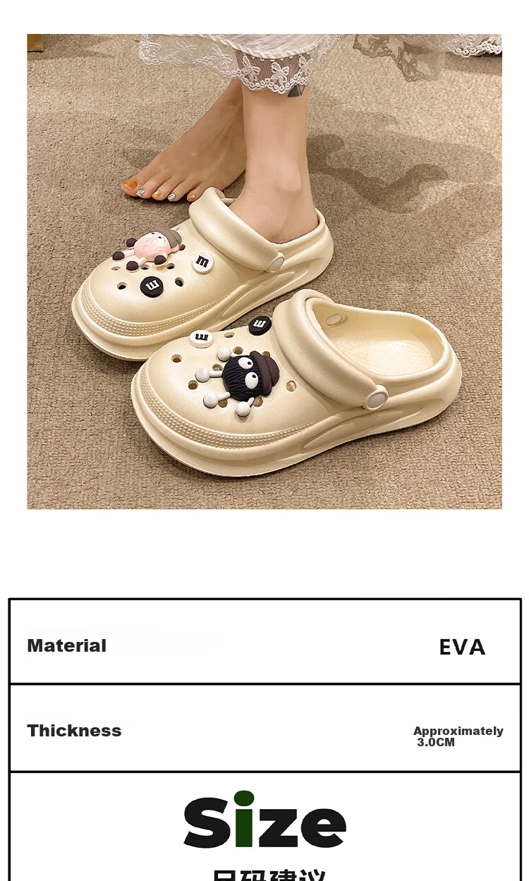 AILAIJIA Cute Thick Sole Clogs Women Open Toe Slippers Summer Outdoor Sandals Black Size 38-39 1