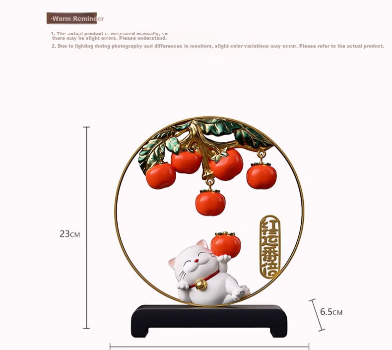 Heshengtang Auspicious Fortune Cat Treasure Bowl Ornament New Chinese Style Living Room Entrance Reception Opening Housewarming Gift Decoration 9