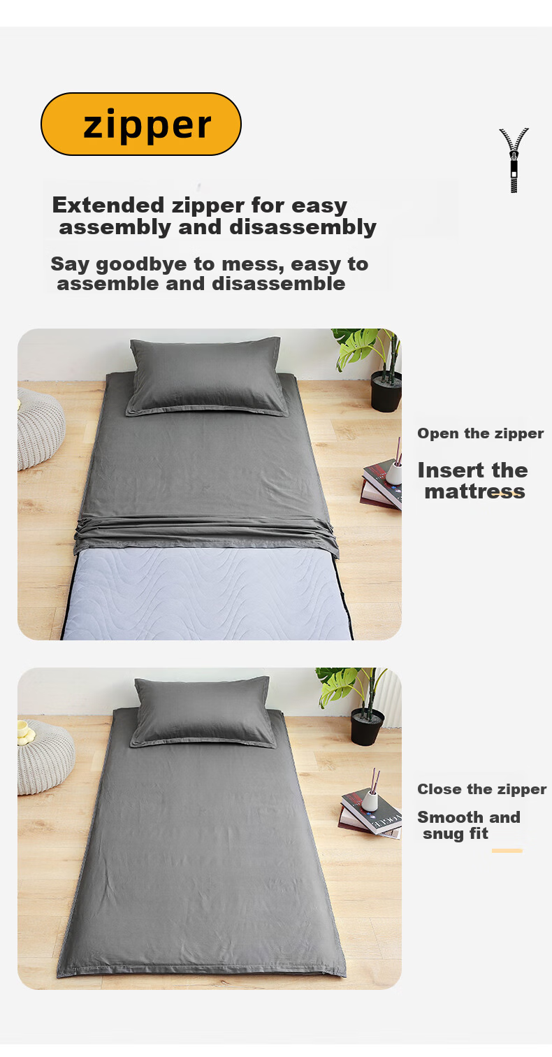 Yunjin Dormitory Mattress Protector Pure Cotton Fitted Sheet Full Coverage Mattress Cover Student Mattress Pad 90*200cm Premium Gray 8