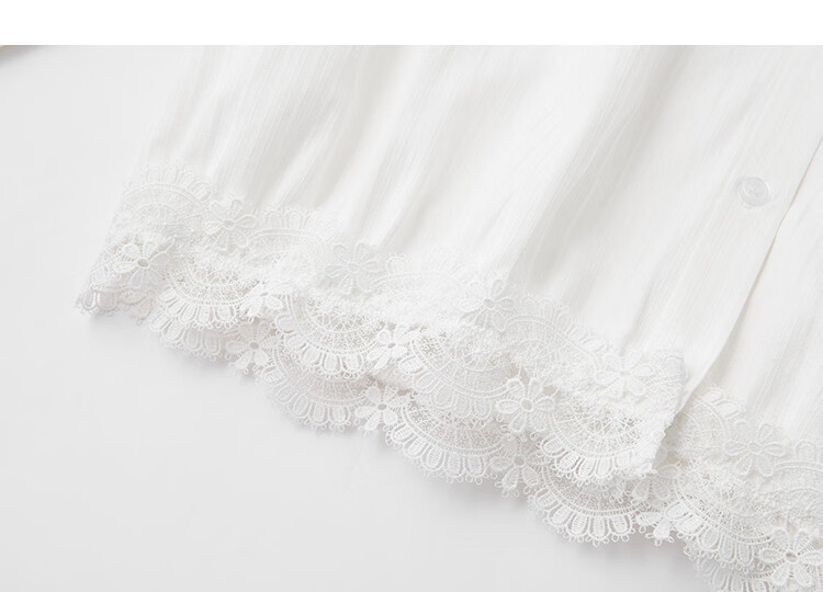 Demana [Cloud Oxygen Cotton Series] Spring Elegant Stand Collar Lace Trim Short Slim Fit Shirt for Women High-End Feel 12