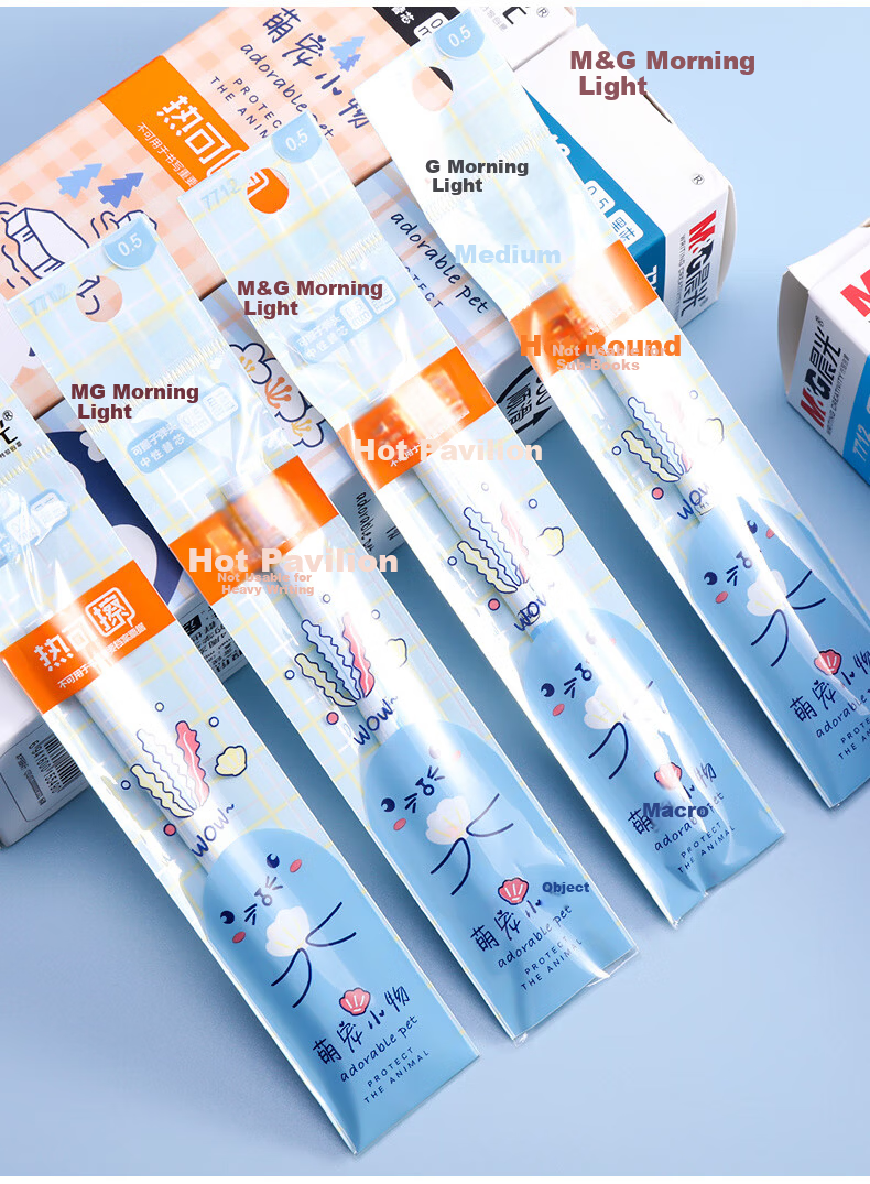 M&G Stationery 0.5mm Crystal Blue Erasable Gel Pen Refills Cute Pet Retractable Bullet Tip Signature Pen Refills 20pcs/Box 7712B2 9