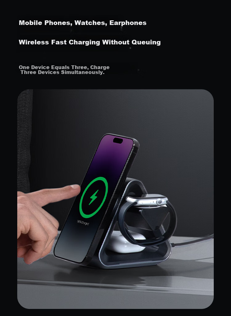 ANKER Wireless Charger 25W 3-in-1 Apple MagSafe Watch Magnetic Fast Charging Stand Base Compatible with Apple iPhone 17 iPhone 16 Pro Max iWatch 3