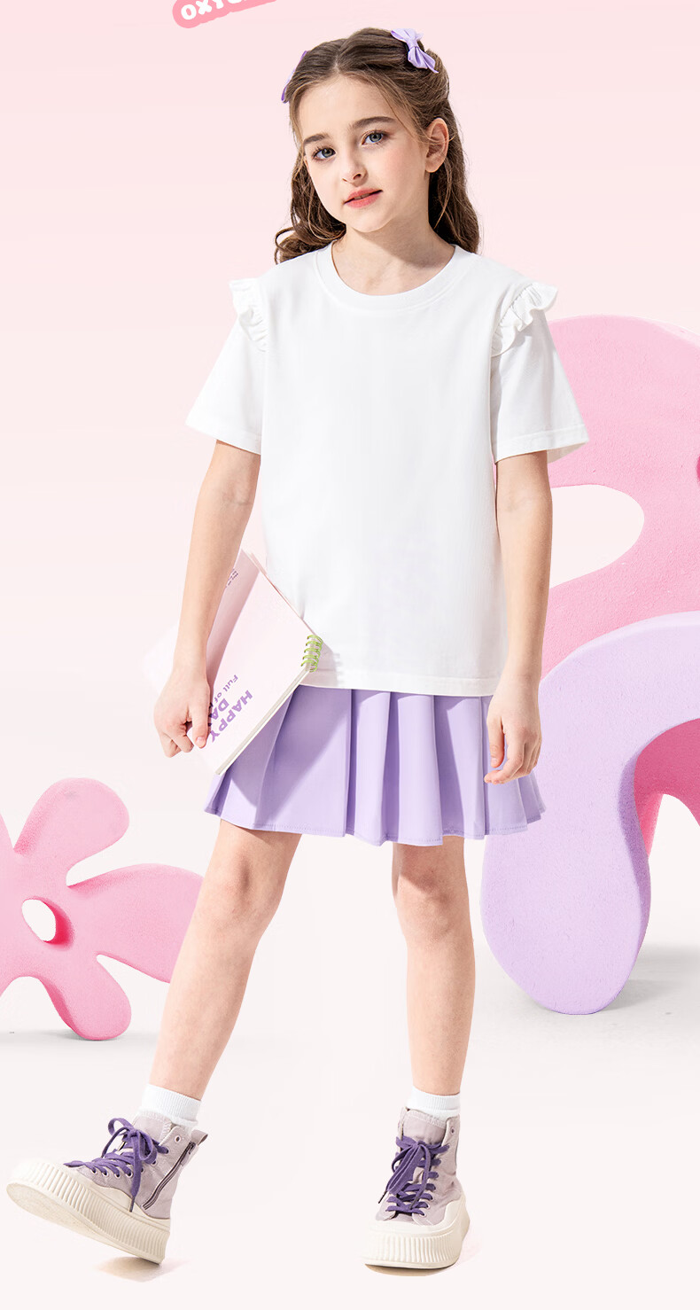Mark Fairwhale Pleated Skirt Girls Short Skirt School Style Summer 2026 New JK Skirt Children's Sports Skirt White 130 5