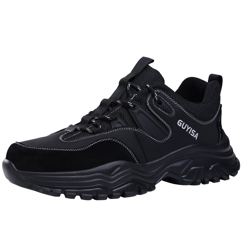 GUYISA Safety Shoes for Men, Summer Breathable Anti-Smashing Anti-Puncture Steel Toe Cap Ultra-Light Soft Sole Safety Work Site Shoes 3102 Size 44