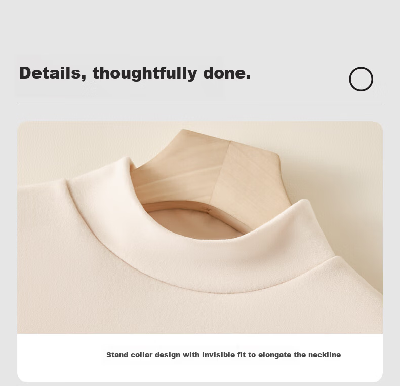 MiiOW Women's Thermal Underwear Set Mid-High Collar German Velvet Autumn Top and Bottom Down Silk Base Shirt Winter 2025 New Arrival 9