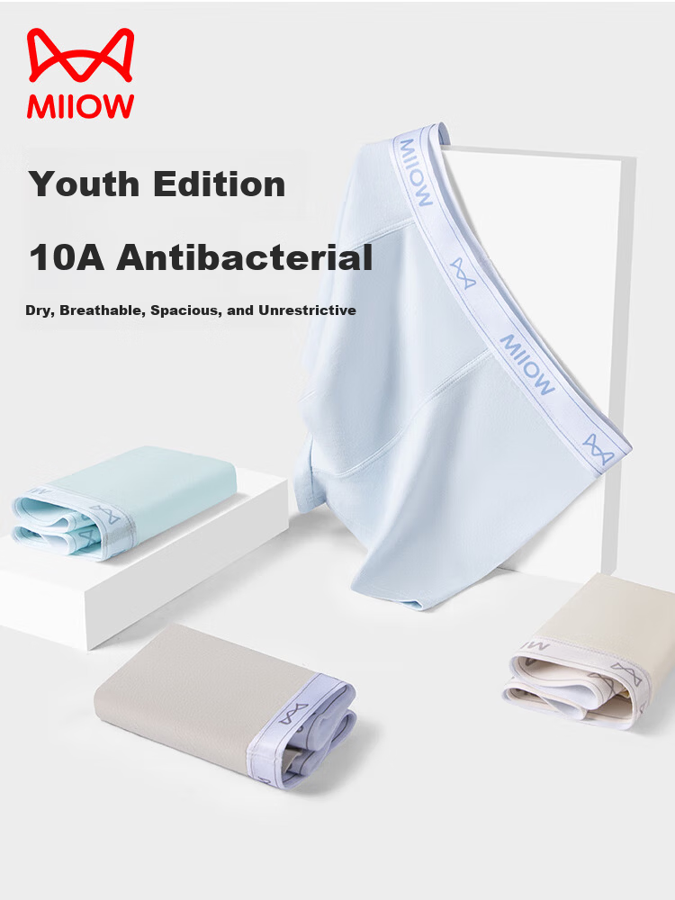 MiiOW 10A Antibacterial Cotton Youth Development Period Thin Boxer Briefs for Overweight Boys High School Students 6