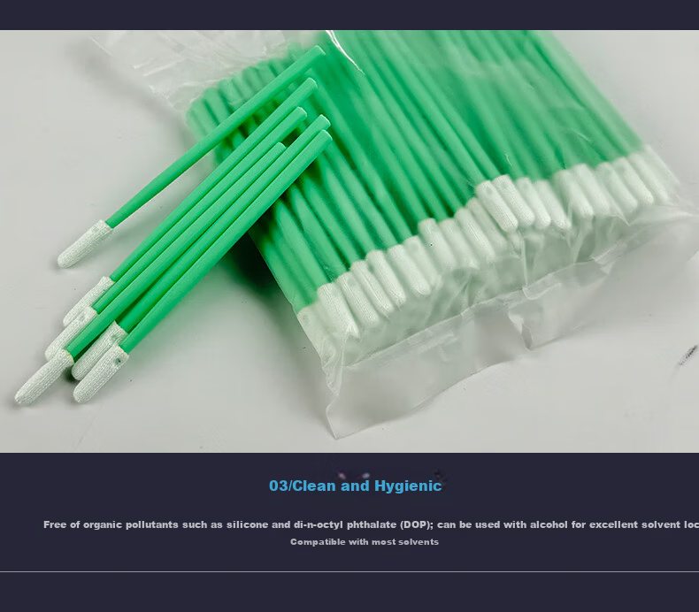 Mashifu Dust-Free Cotton Swabs [100 pcs/pack] Polyester Dust-Free Industrial Cleaning Sticks Precision Instrument Cleaning Swabs Dust Removal Cotton Swabs PS743 Total Length 70mm Head Width 4mm 6
