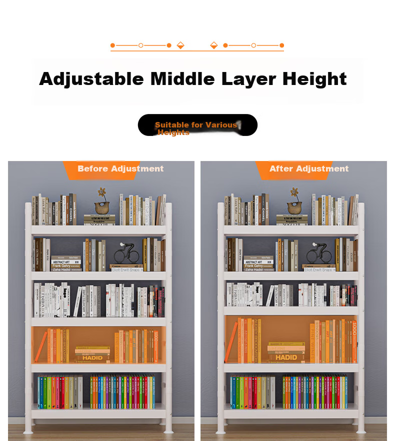 UOEN Bookshelf Kitchen Storage Rack Floor Multi-layer Steel Simple Bookcase Home Integrated Wall-mounted Student Iron Storage Rack 6