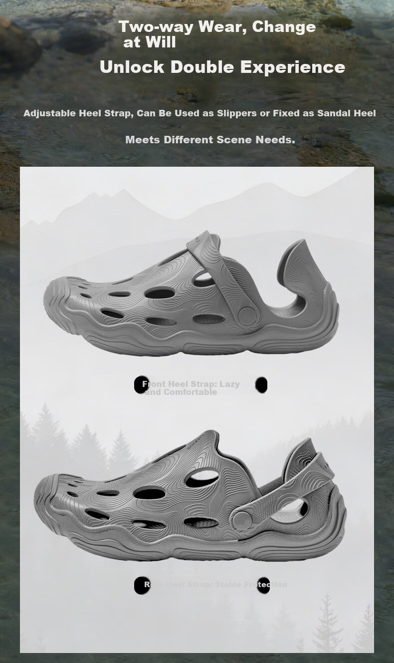 JD Jingzao Contour Hole Sandals Summer Slippers Unisex Non-Slip Outdoor Water Shoes Cement Gray Size 41 11
