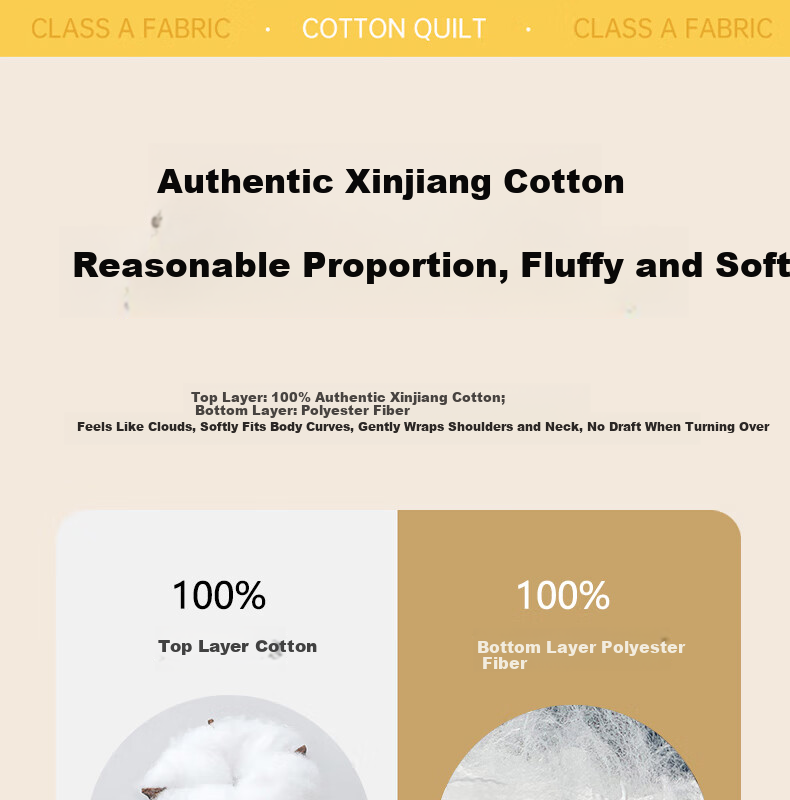 NanJiren Class A 100% Xinjiang Cotton Quilt Spring and Autumn Quilt Double Air Conditioning Quilt Winter Cotton Quilt 6 Jin 200*230cm 8