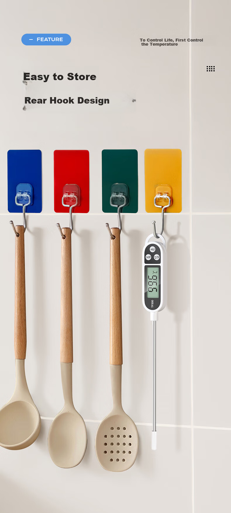 Tinghui Rapid Food Thermometer Probe Indoor Temperature Gauge Foldable Water Thermometer Milk Thermometer YZ6021 9
