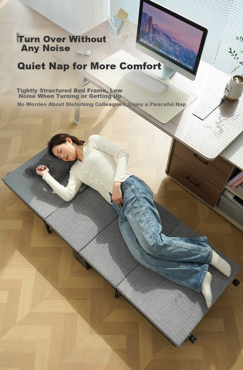 Restar Folding Bed Office Nap Essential Hospital Companion Bed Comfortable Wooden Sponge Single Nap Bed 60cm 7