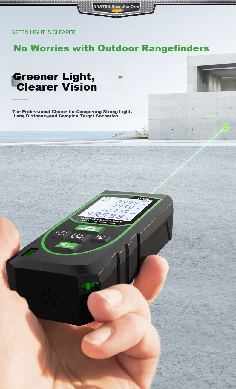 SYNTEK Laser Distance Meter High-Precision Green Light Outdoor Measuring Device Smart Handheld with Lithium Battery 70m 3