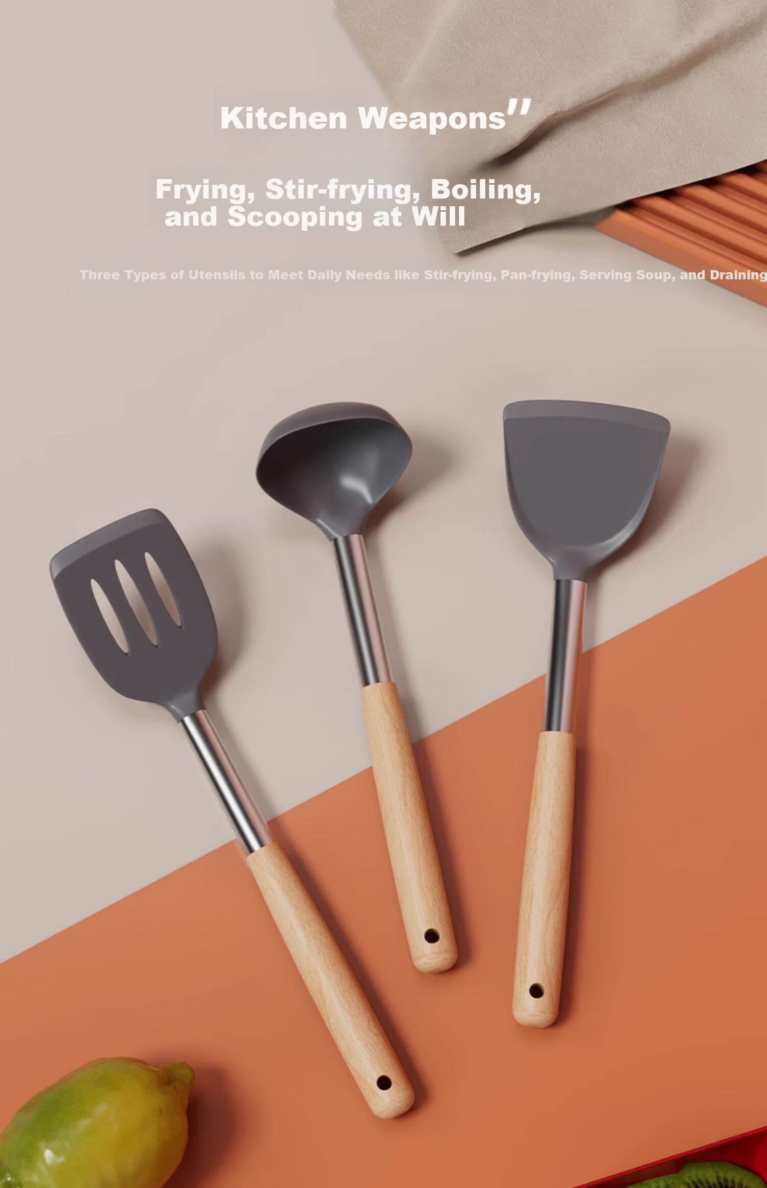 ASD Silicone Spatula Set Non-Stick Frying Pan Cooking Utensils High Temperature Resistant Household Cooking Spoon and Turner 4