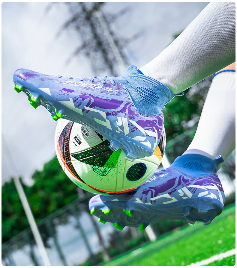 Shuangxing Men's FG Soccer Shoes Long Studs Adult Youth Kids Professional Training Cleats White Size 37 10