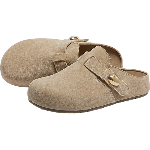 CAMEL Women's Comfortable Magic Tape Open Toe Birkenstock Style Slippers L26S700195 Apricot Size 36