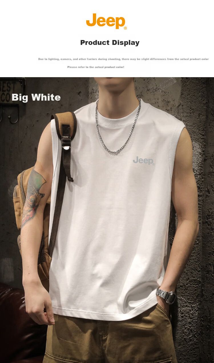 JEEP Men's Summer Ice Silk Quick-Dry Breathable Sleeveless Vest Outdoor Sports Top Black 3XL 3