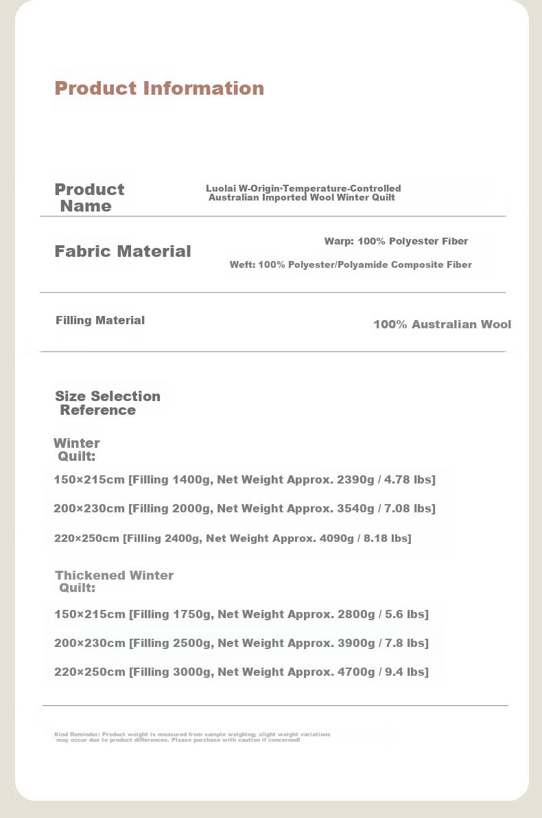 Luolai Home Textiles Wool Quilt 100% Wool A-Class Antibacterial Mite-Resistant Warm Quilt Core Approx. 8 Jin JD Custom 11