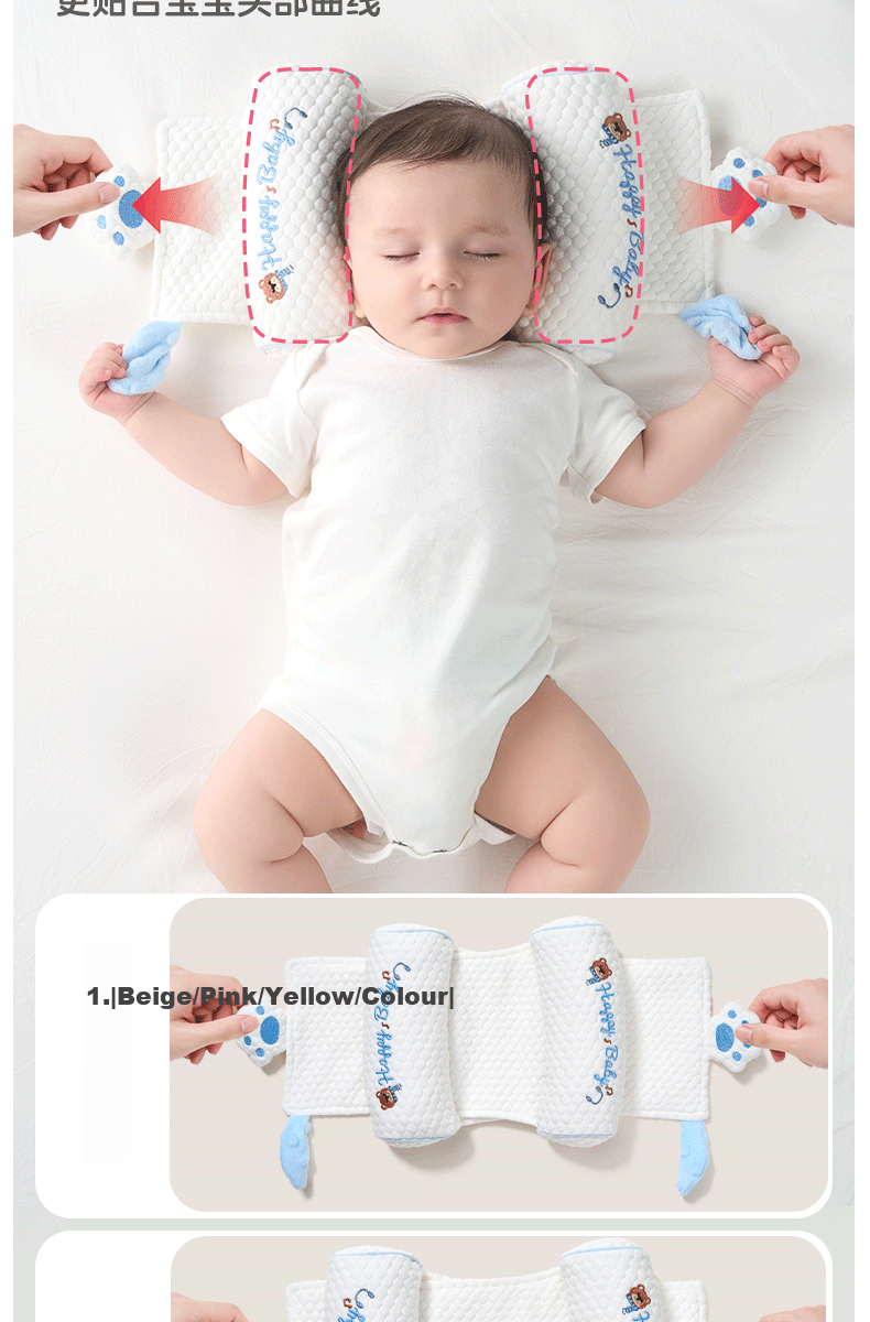 JOYNCLEON Baby Millet Shaping Pillow Newborn 0-6 Months Corrective Anti-Flat Head Baby Head Shaping Blue Jzt194671 4