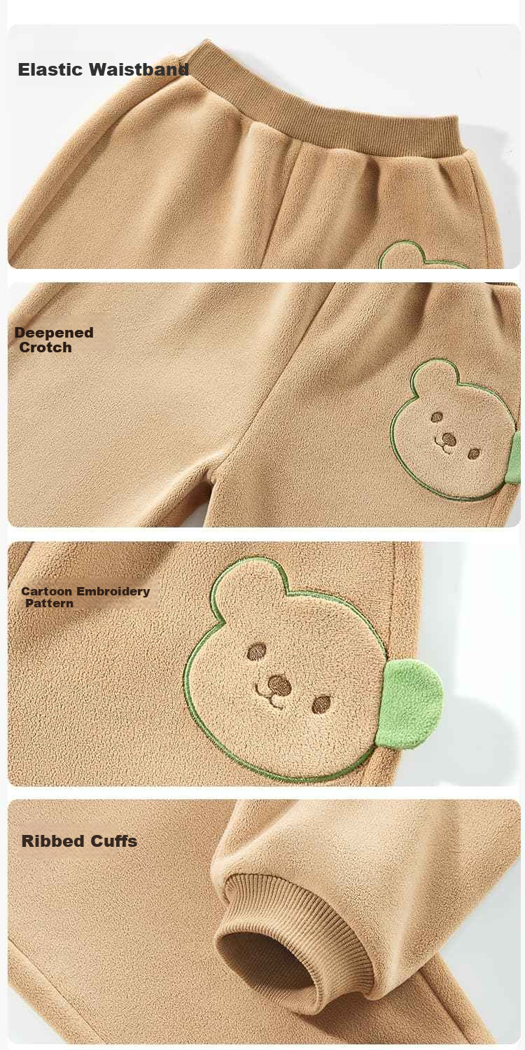 Aibedila Kids Pants Spring Autumn Thickened Sweatpants Boys Long Pants Autumn Baby Children's Casual Double-Sided Fleece Blue Size 90 9
