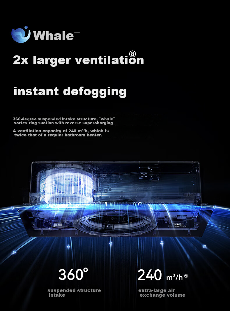 AUPU Smart Bathroom Heater Thermal Ring Series Two-Speed Quick Warmth Water Oxygen Deodorization Sterilization Mold Prevention Ventilation Q360C-Pro 13