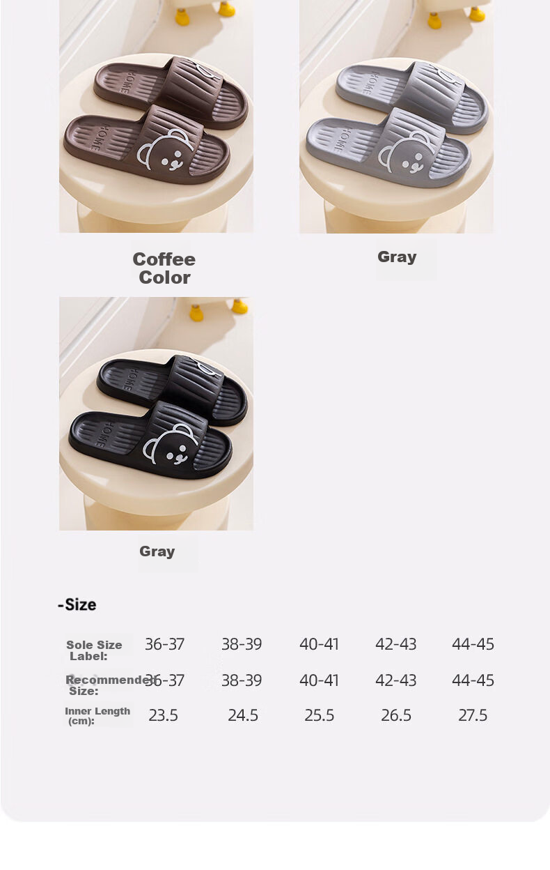CXOCSI Men's EVA Thick Sole Home Bathroom Non-Slip Cartoon Couple Slippers Black Size 40-41 4