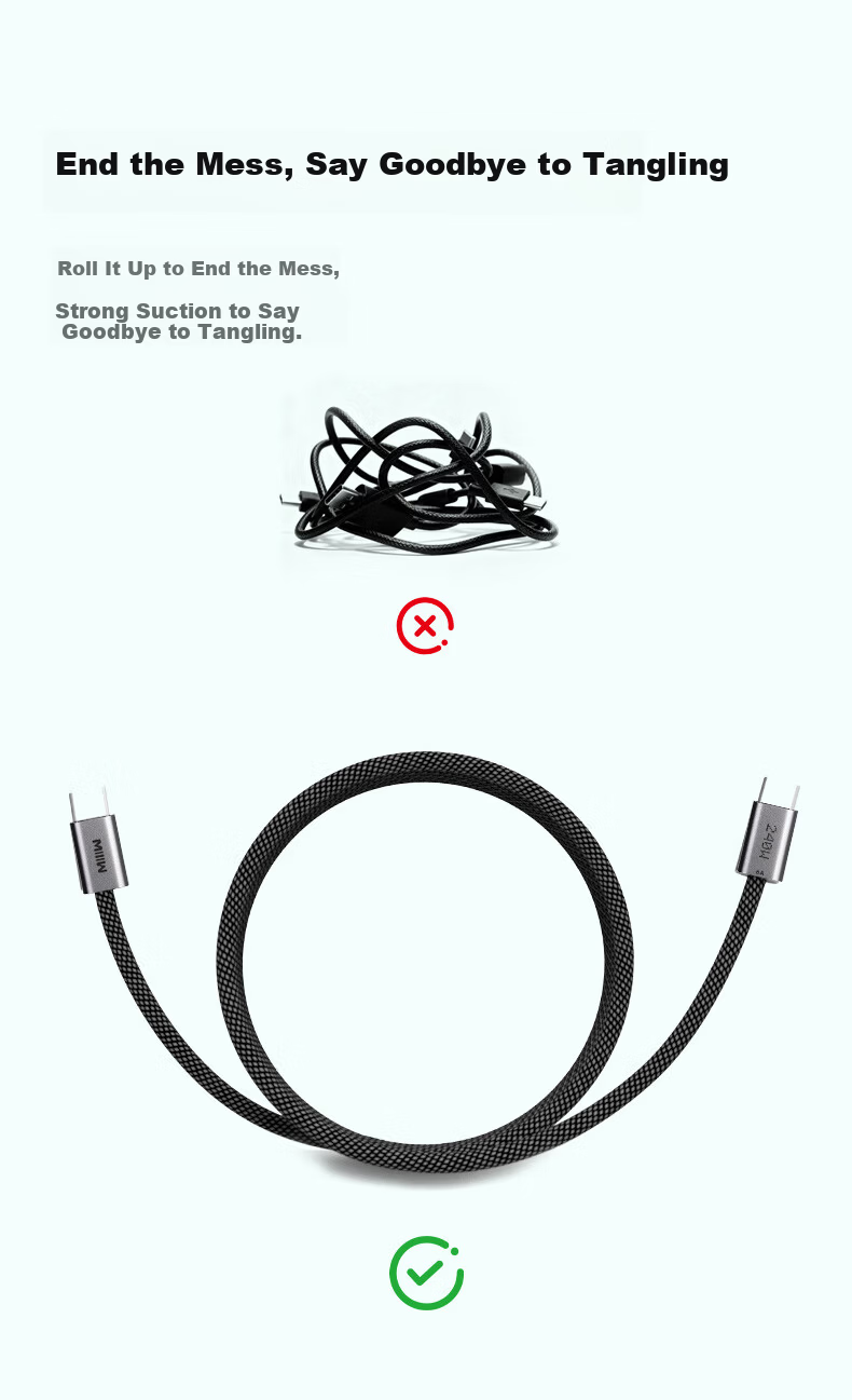 MIIIW Magnetic Type-C Charging Cable 240W 6A Fast Charging for Apple 17/Xiaomi/iPad/Huawei/Laptop 1m 5