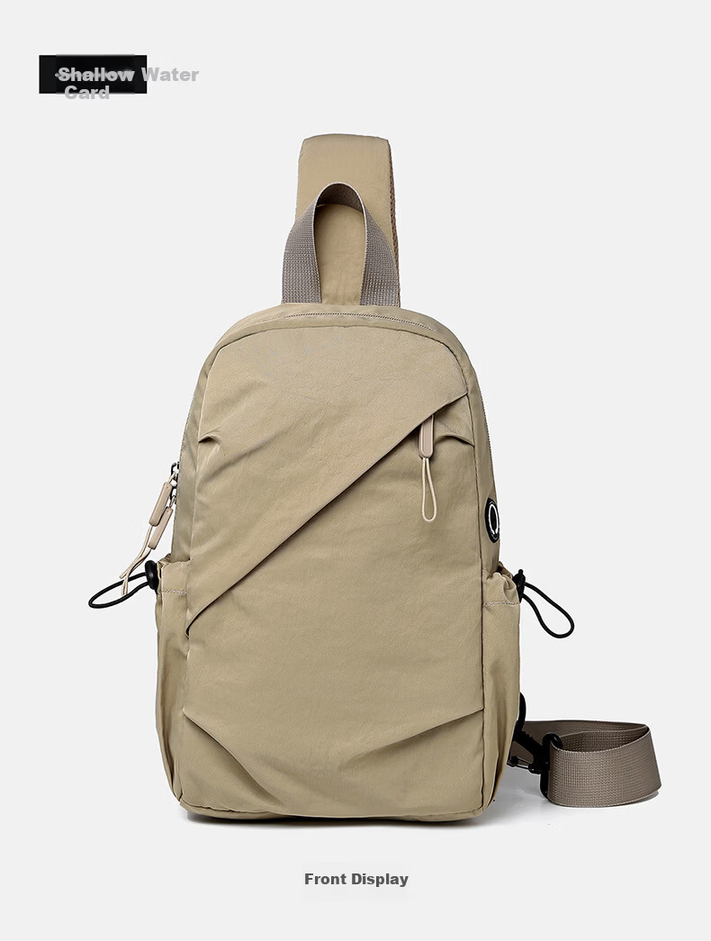 JEVI Men's Chest Bag Casual Water-Resistant Oxford Cloth Crossbody Shoulder Bag Korean Style Trendy Front Chest Bag 16