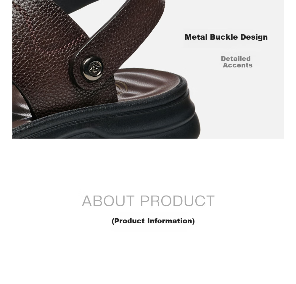 Camel Brand Men's Sandals First Layer Cowhide Beach Shoes Open Toe Breathable Dual-Wear Slippers P16M211013 Black Size 38 14