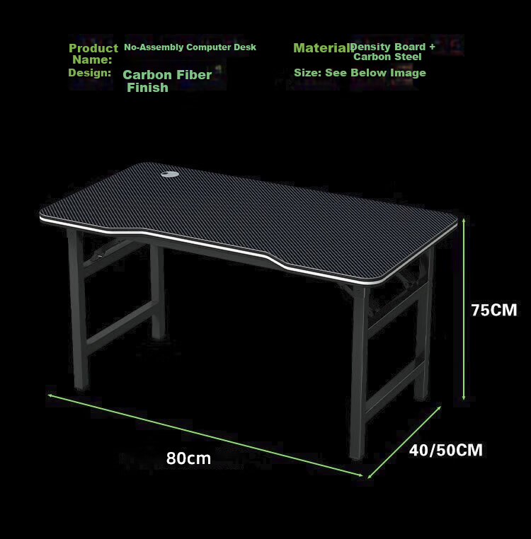 Anerya No-Installation Computer Desk Desktop Home Gaming Office Writing Desk Bedside 80x40cm 13