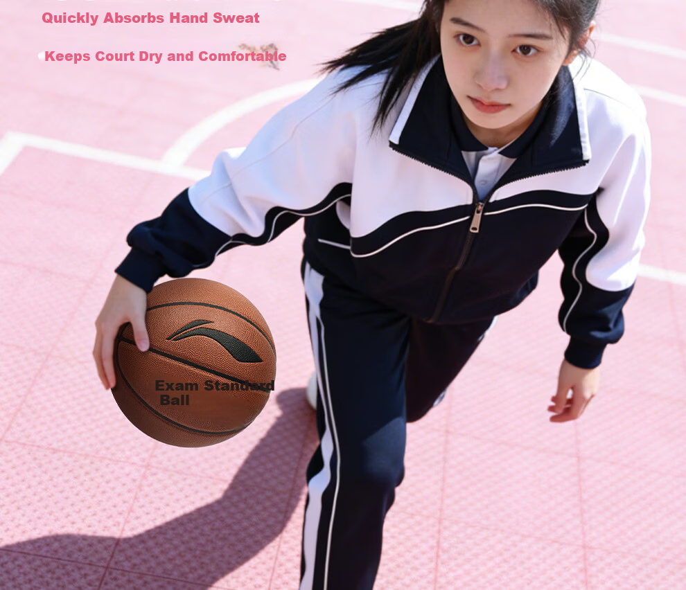 Li-Ning Basketball Junior Middle School Indoor Outdoor Girls Size 6 Official Exam Basketball for Ages 12-18 Women's Standard Test Ball 14