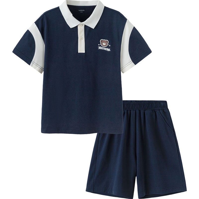 Balabala Kids Short Sleeve Set 2025 Summer Boys Baby Two-Piece Thin College Style 208225119108