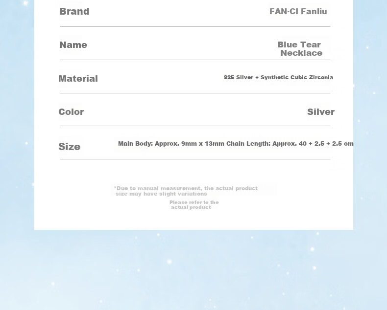 Fanci Blue Tear Necklace, Silver Necklace for Women, 2026 New Style, Light Luxury High-End Feel, Ladies Birthday Gift for Wome 19